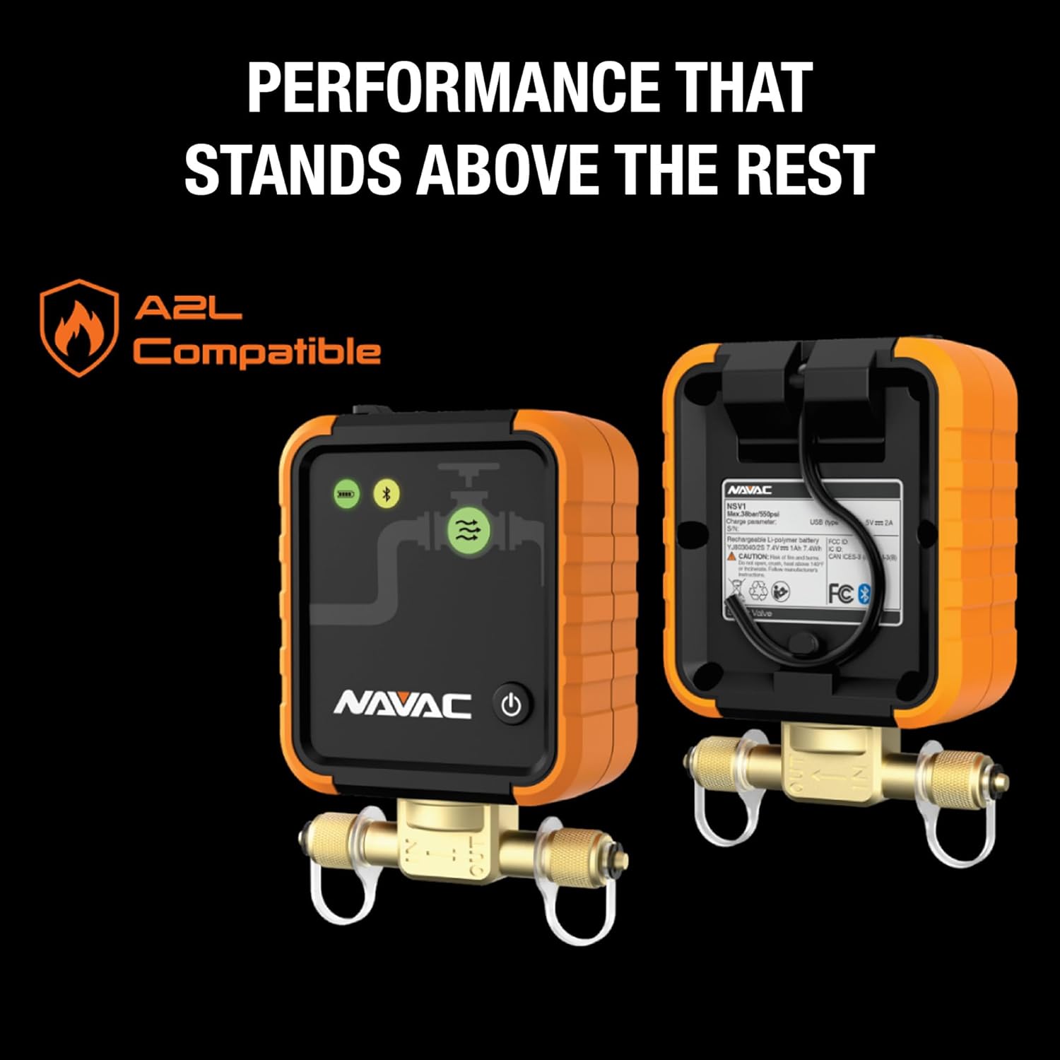 NAVAC SK2SV1 Smart Refrigerant Flow Control Kit - NRS2A Scale & NSV1 Valve - Bluetooth HVAC Tools with Auto Shut-Off & App Control, 220 lb Capacity, Dual Battery Power - Ideal for Charging & Recovery