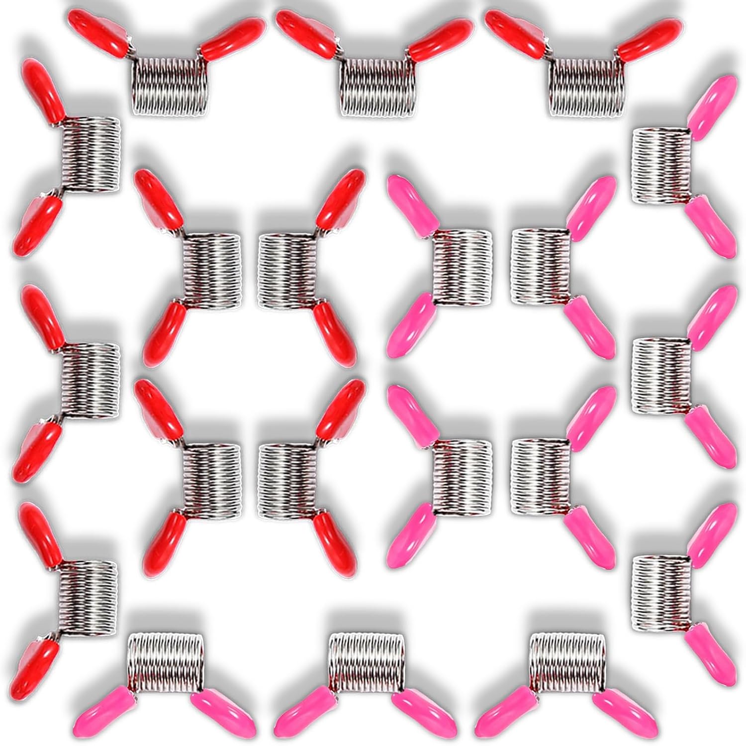 Fanjashn 20 Pcs Bead Clamps for Jewelry Making (10 Red and 10 Pink)