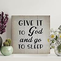 Vista 13 de LITTLEGROVE SEEDS Letrero de madera vintage bohemio con texto en inglés "Give It to God And Go to Sleep", letreros de madera de 10 x 10 pulgadas