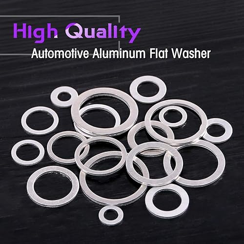 Miniatura 5 de Swpeet Juego surtido de 470 juntas de drenaje de aceite métrico automotriz de aluminio, incluye 18 tamaños diferentes - M6 M8 M10 M12 M14 M16 M18