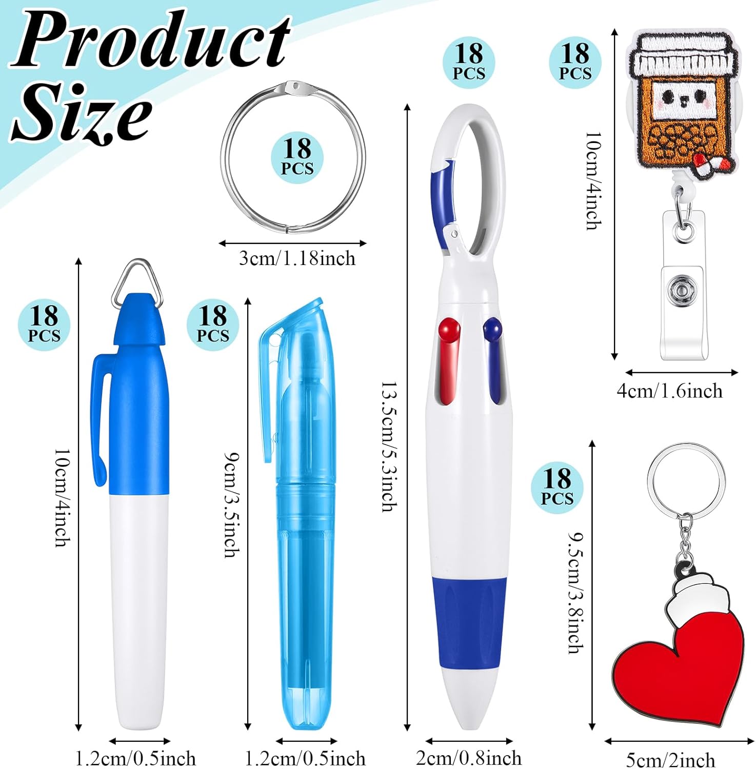Henoyso 108 Pcs Nurse Badge Reel with Mini Highlighter Pens Bulk Nursing Week Appreciation Gifts Retractable Badge Clips Accessories for Nurses Cna Medical Assistant Staff Women (Stylish)
