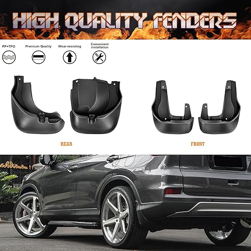 Miniatura 4 de Xotic Tech - Juego completo de 4 protectores de salpicaduras guardabarros delanteros y traseros con accesorios de herraje compatible con Honda CR-V