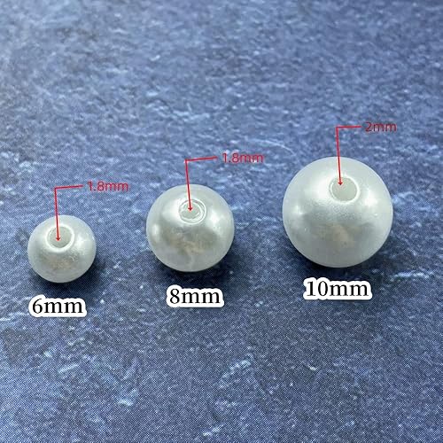 Miniatura 4 de Cuentas de perlas, 800 cuentas para manualidades, perlas sueltas, cuentas espaciadoras redondas de 0.236 pulgadas para aretes, pulseras, collares,