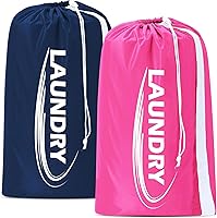 Vista 8 de Sylfairy Paquete de 2 bolsas de lavandería XL con correa, bolsa de lavandería para viajes resistente, bolsa de hombro para ropa sucia con cordón