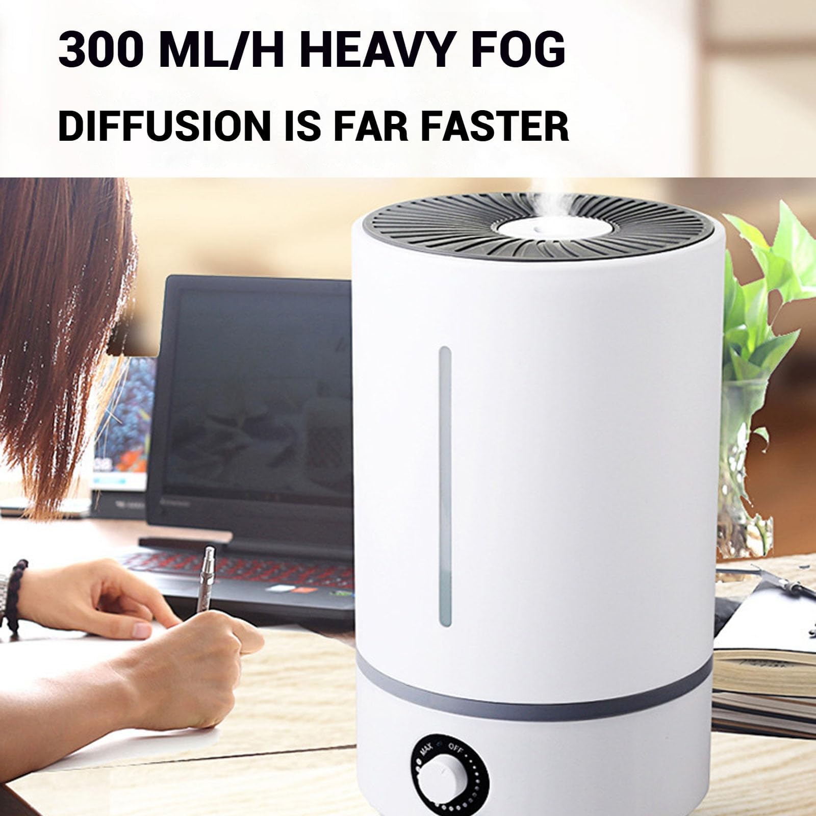 Humidificador de Relleno Superior, Difusor de Aceite Esencial 300ML/H