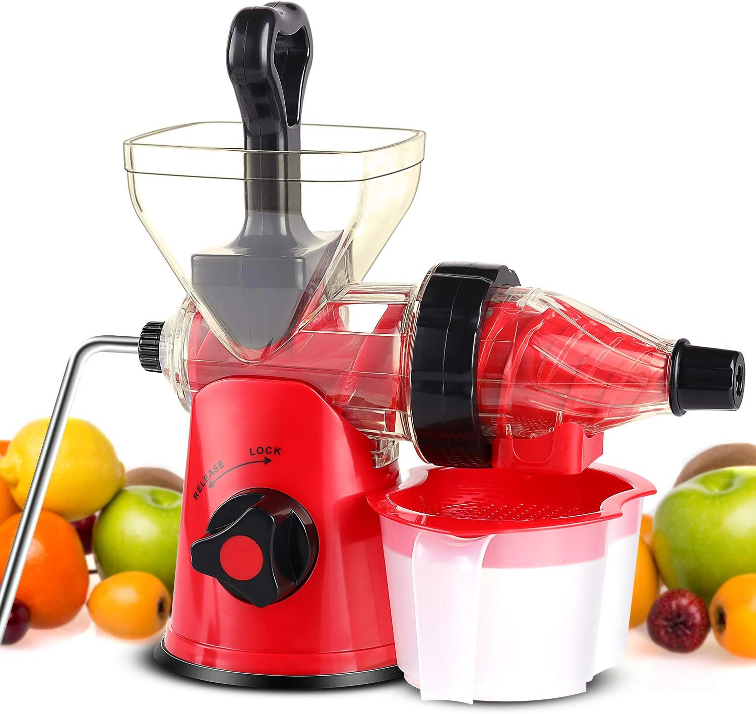 Manual Masticating Juicer, Original Slow Juicer Machine for Maximum Nutrition Value, Hand Cold Press Juicer for All Fruits and Vegetables