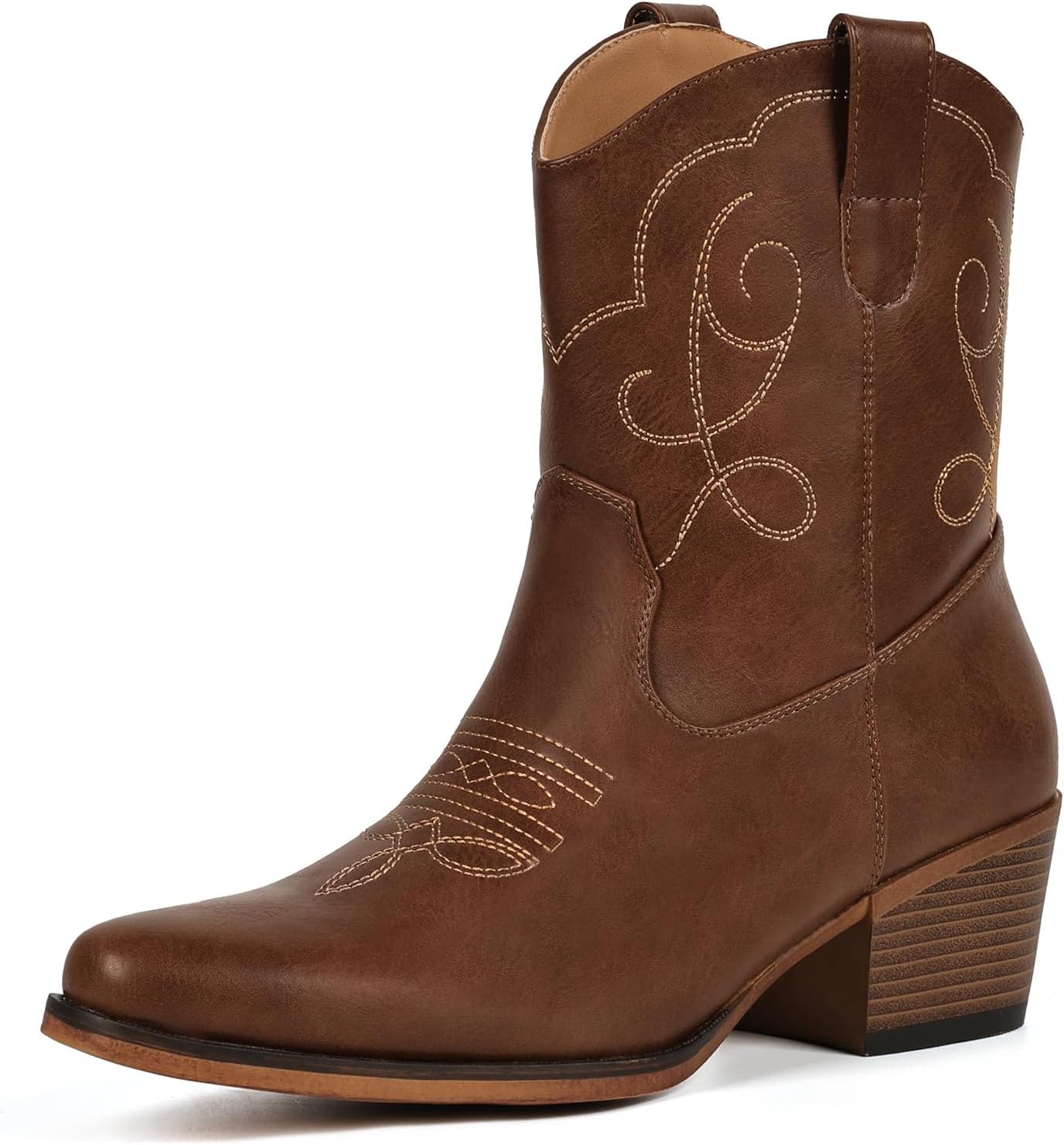 IXU Cowboy Boots for Women Ankle Cowgirl Pointed Toe Western Booties Mid Calf Country boots