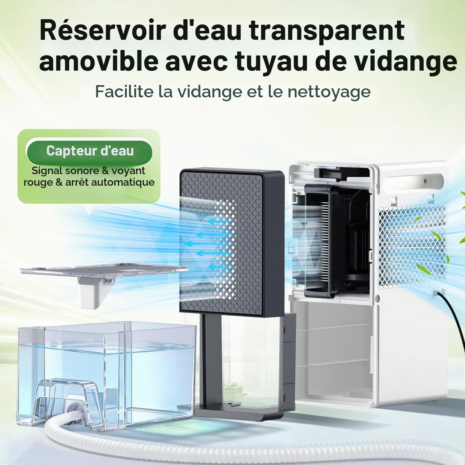 Deshumidificateur d’Air Electrique 2,3L 64W Absorbeur Humidité 500ML/Jour