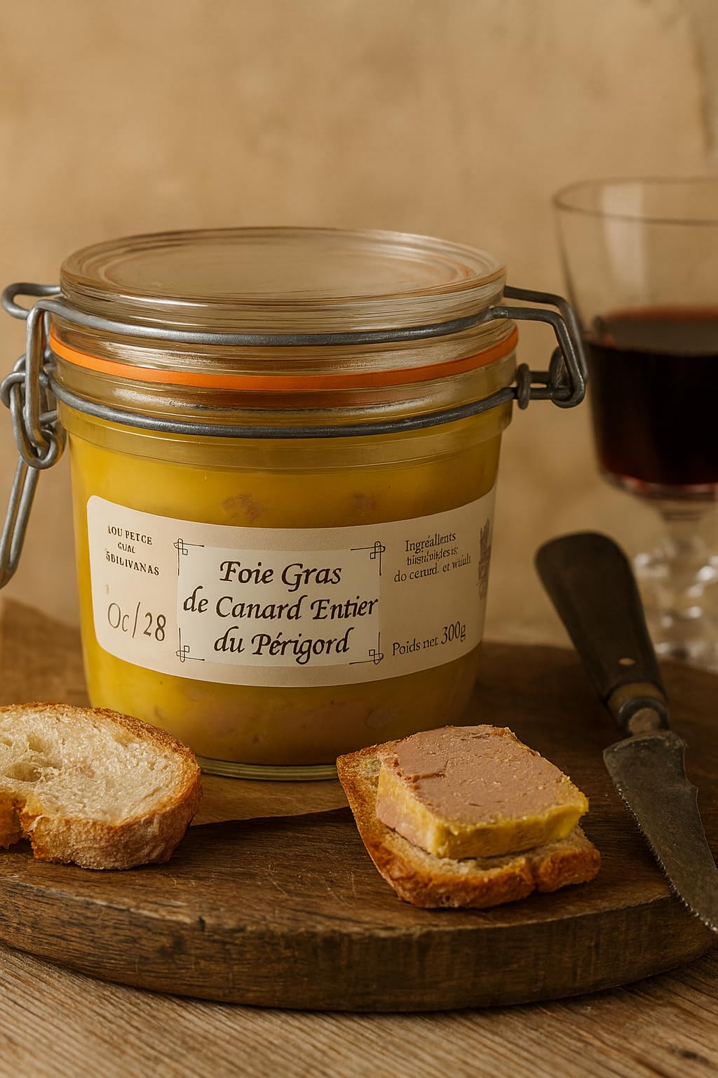 Lou Fetge Foie Gras de Canard Entier du Périgord, Conserve Artisanale, 190g, Bocal en Verre avec Fermeture Mécanique