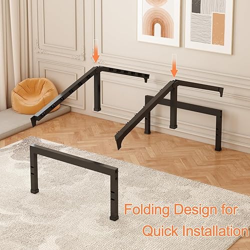 Miniatura 15 de FUIOBYVV Marco de cama King con plataforma de metal resistente de 14 pulgadas, soporte de cama tamaño King de hasta 3500 libras, no necesita somier,