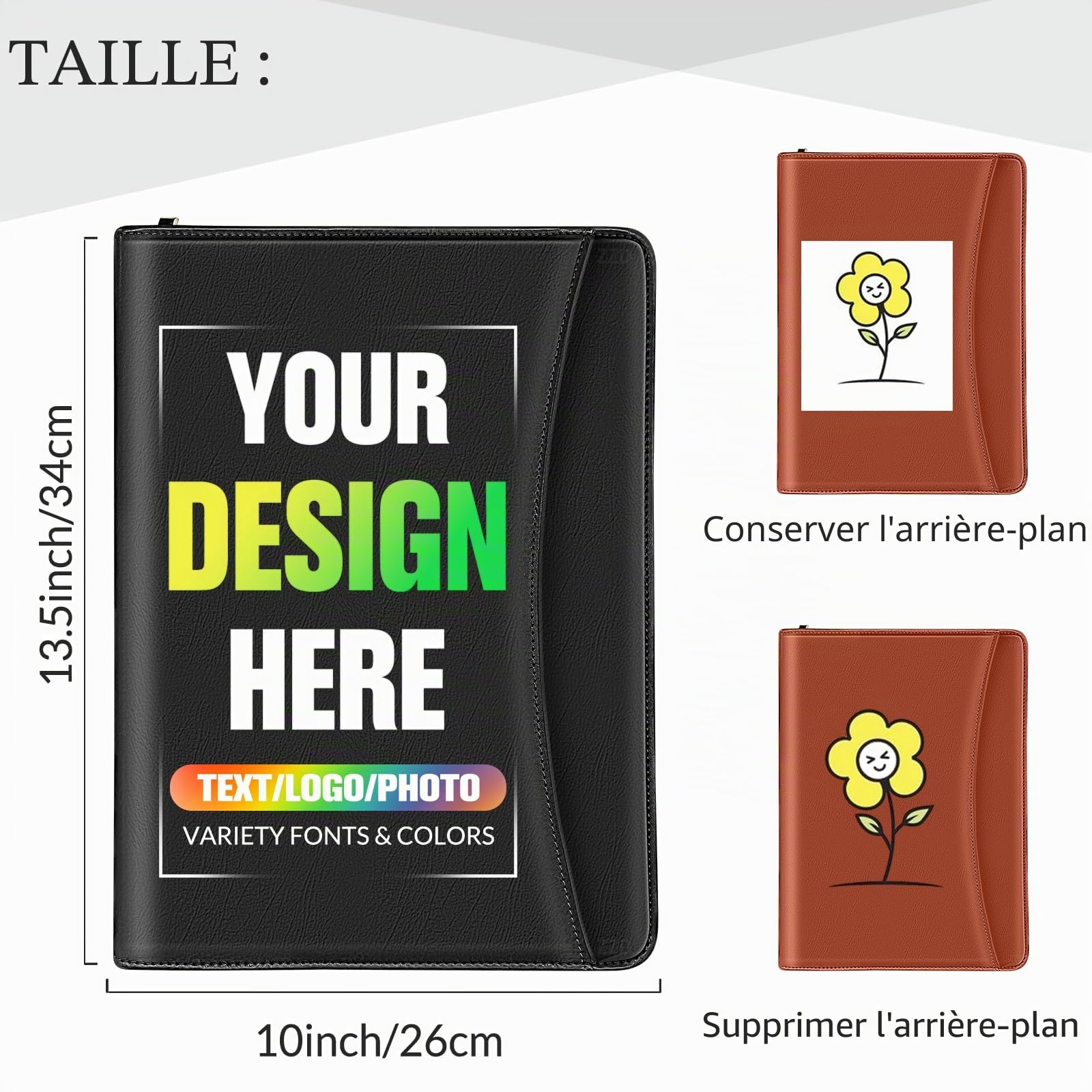 Porte-Documents en Cuir Personnalisé avec Fermeture éClair | Organiseur de Dossiers Professionnel Personnalisé pour Hommes et Femmes - Cuir pu RéSistant
