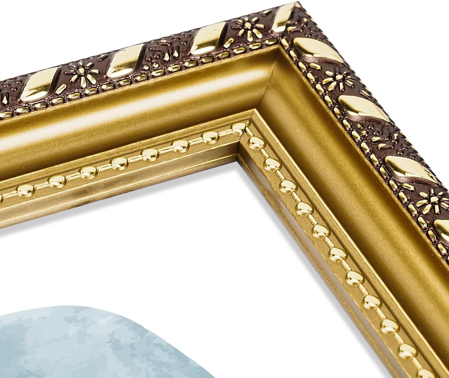 puthiac 5x7 Gold Picture Frame – Ornate Vintage Baroque Photo Frame with Shatterproof Acrylic, Wall & Tabletop, Vertical/Horizontal, Antique Gold Gallery Decor - Image 4