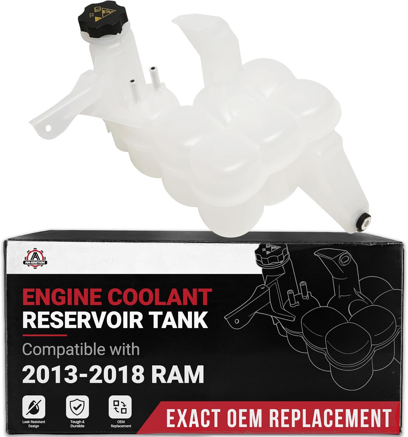 Engine Coolant Reservoir - Compatible with Ram - 2500, 3500 - Coolant Reservoir Tank - Coolant Overflow Tank - Replaces 603-839, 68166475AC, 68166475AB, 68096261AA, 68249136AA - 2013-2018