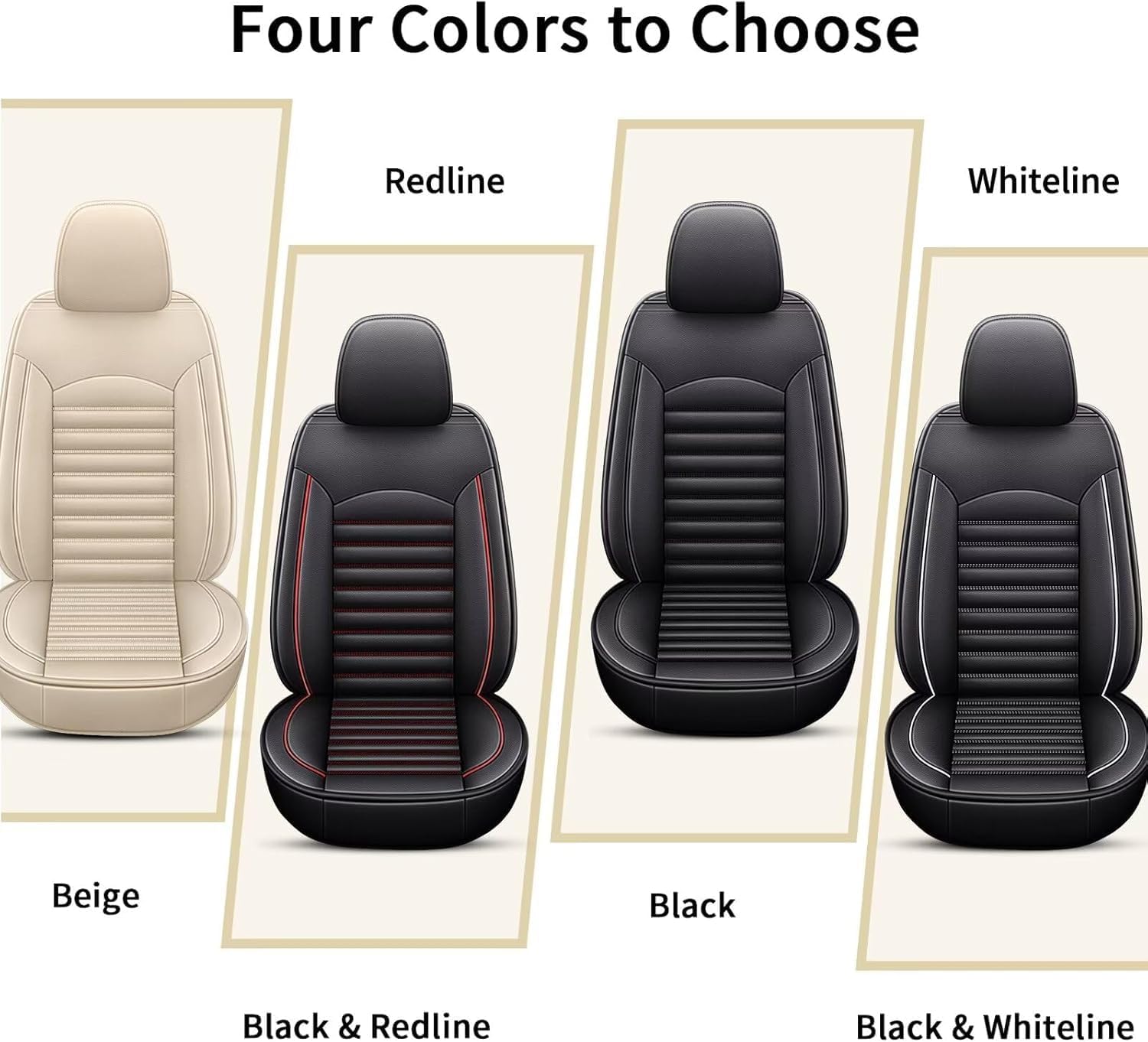 IKABEVEM Car Seat Covers Fit for Chevrolet/Chevy Colorado 2015-2024 2025 2026 Seat Cushion Waterproof Faux Leather Seat Cover Compatible Airbag(Only 2 Front Seat Covers)-Red Line