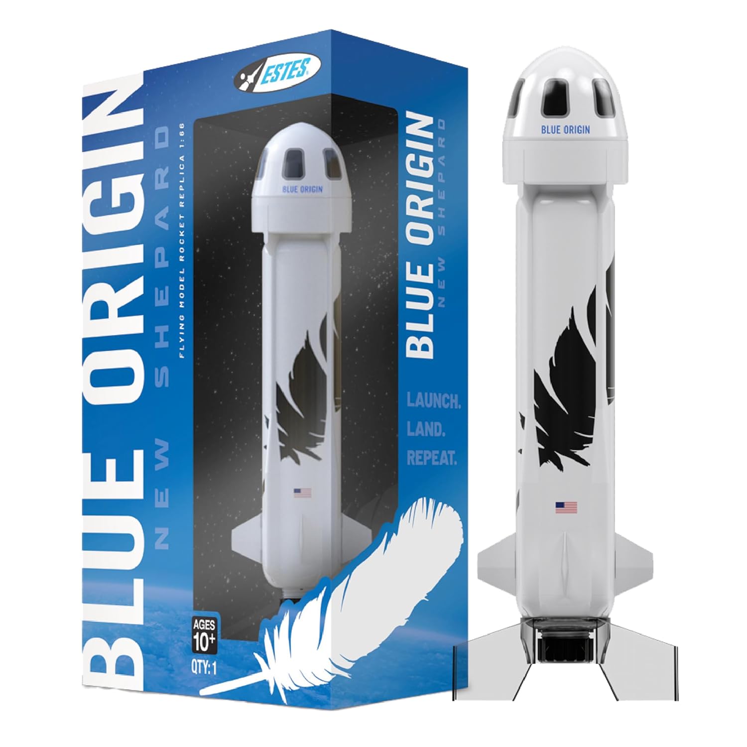 Estes 2198 Blue Origin New Shepard Rocket-Building Kit, Beginner Flying-Rocket-Model Kit for Ages 10+