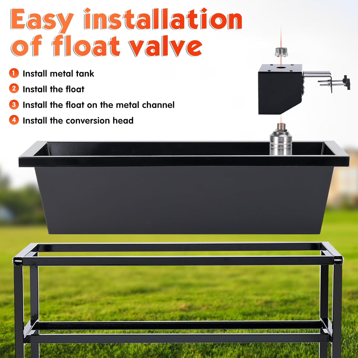 Livestock Water Trough with Float Valve Kit, 2 Pack Stainless Steel Water Trough, Large Capacity Sheep Feeder Trough Feeding up to 10 Goats for Horse Sheep Hog Farm