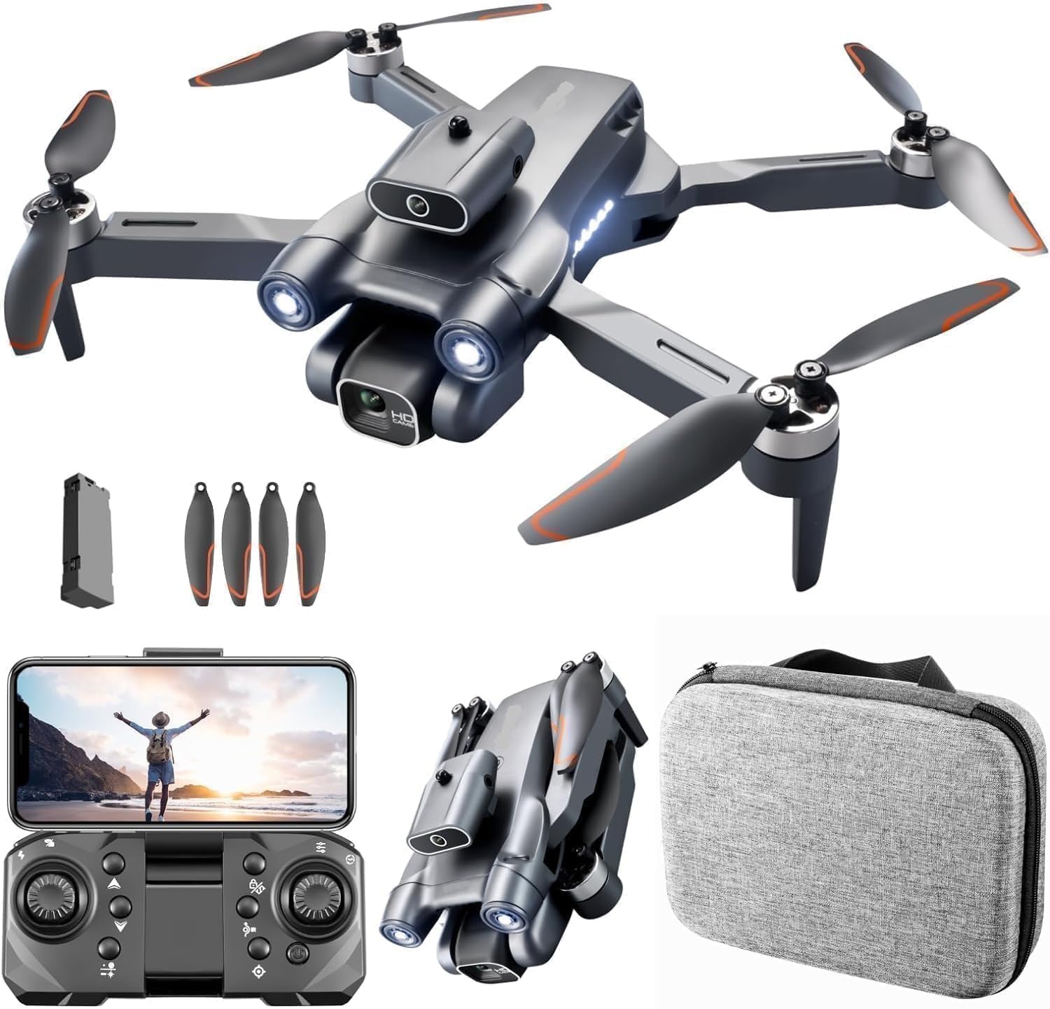 Ramus Foldable Drone With Camera For Adults - 4K & 1080P HD - Drone Toys - GPS Auto Return - One Touch Take-off & Landing