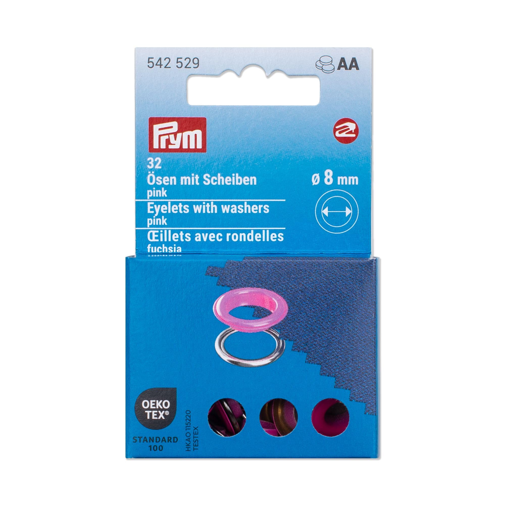 Prym 542529 Eyelets with Washers 8 mm Pink/Silver Compatible with Vario Creative Tool