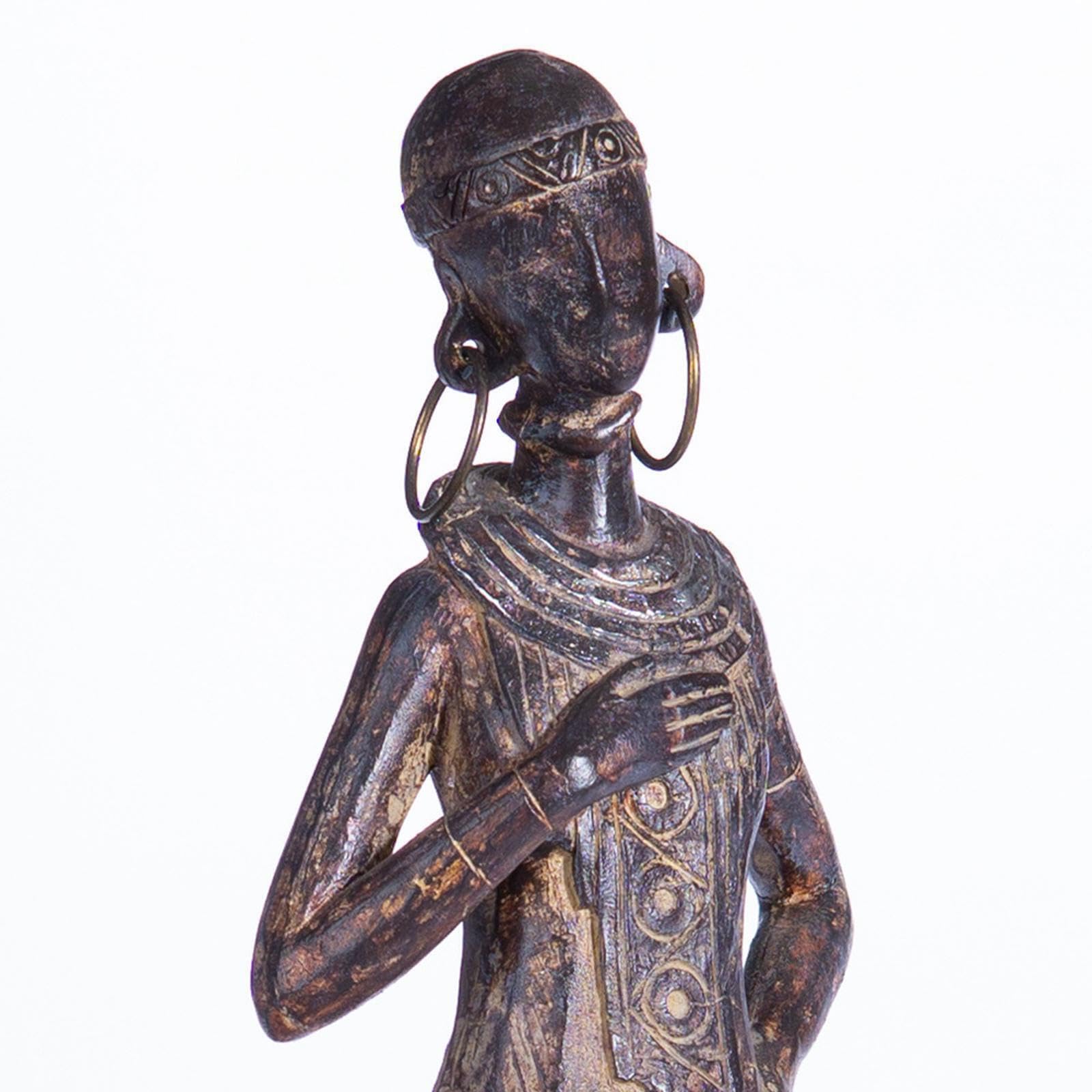 Affascinante Statua Femminile Tribale della Statuetta della Signora Africana in Resina per Libri da Tavolo, Tipo 7