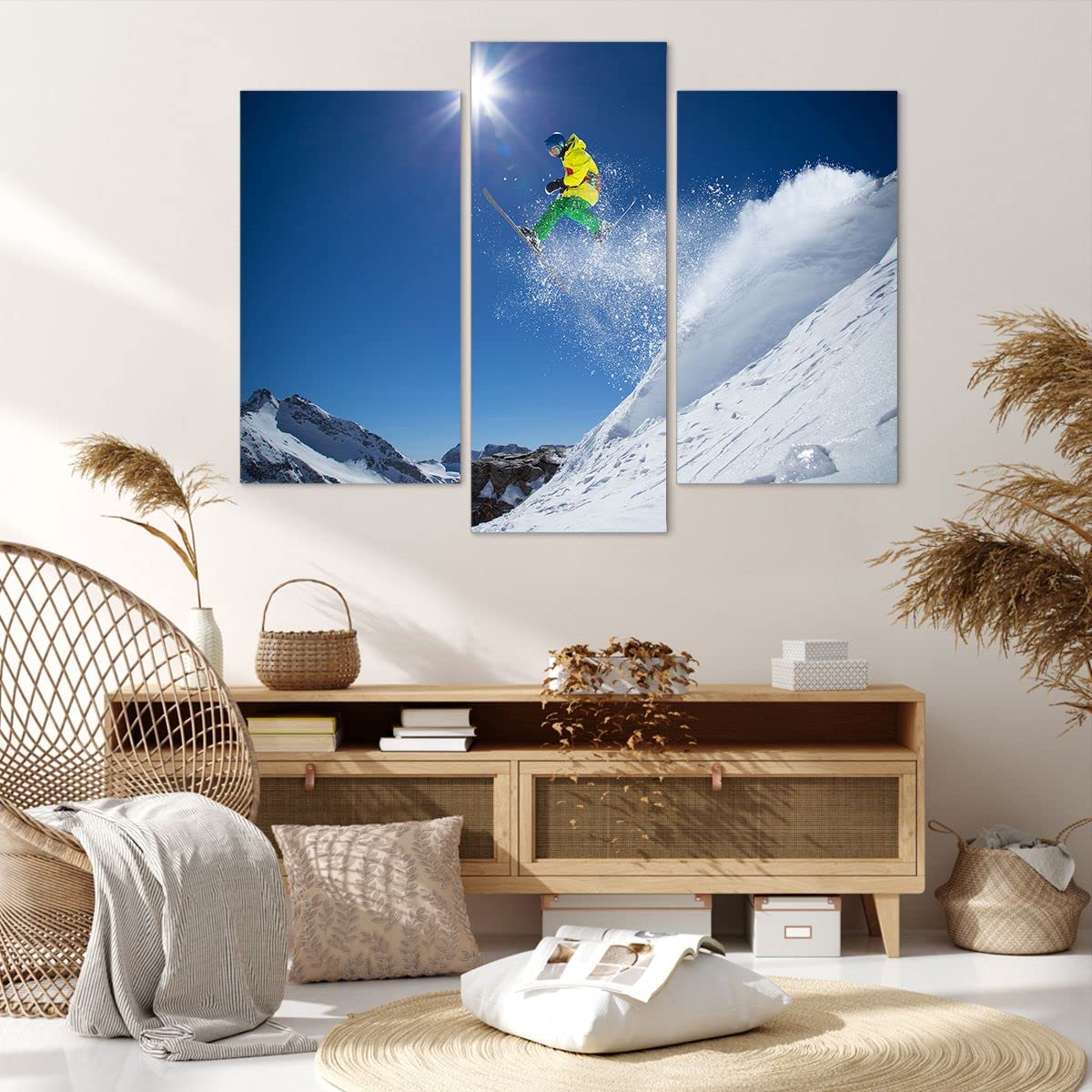 Tableau Mural Abstrait Station De Ski - Toile Murale Montagne