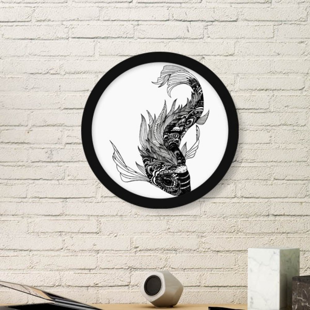 Cadre photo rond pour mur vide de salon avec motif de truite chinoise