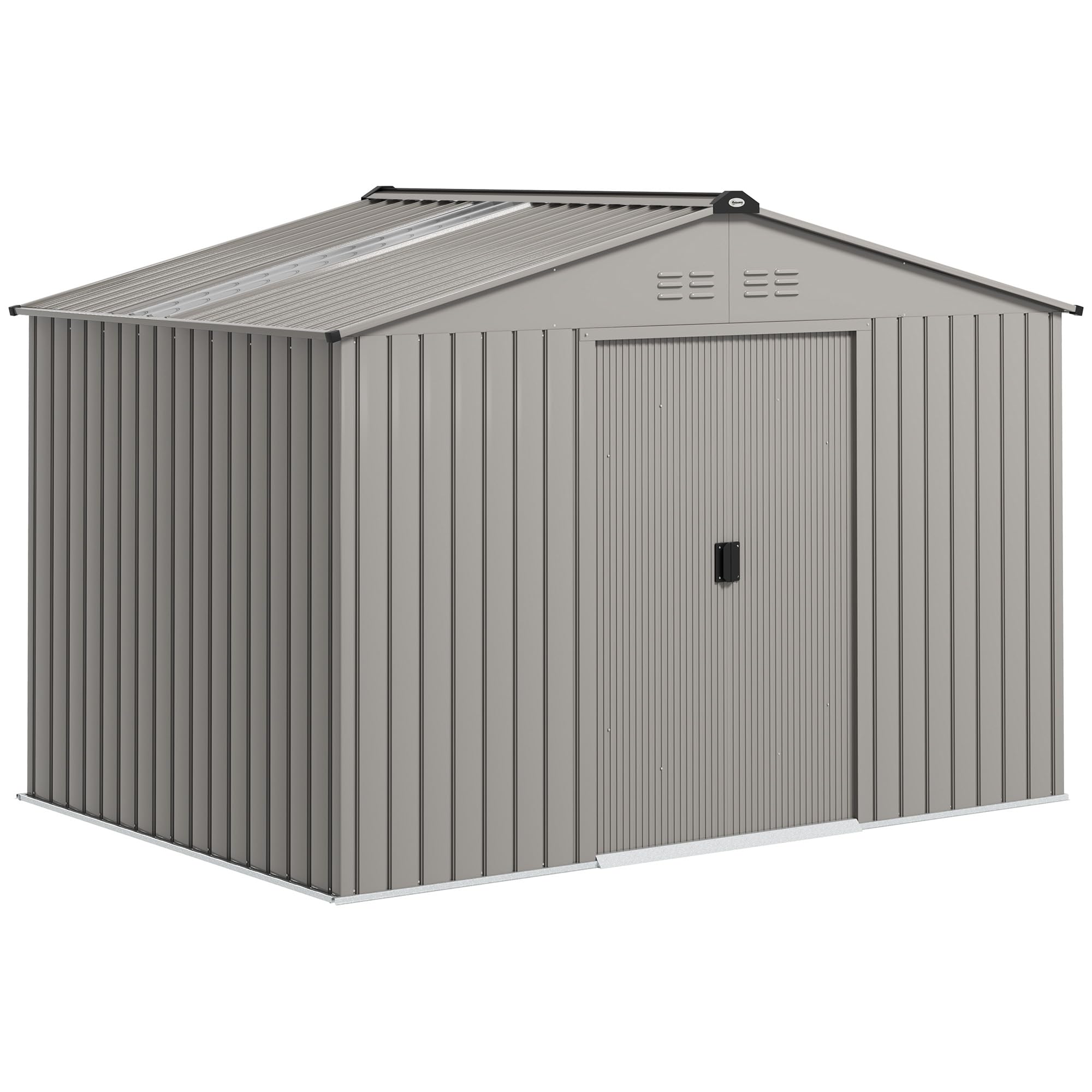 Outsunny Caseta de Jardín Exterior, 5 m² 277x195x192 cm, Cobertizo de Jardín Exterior Metálico con 2 Puertas Correderas, Base Refuerzo (Suelo NO Incluido) y 4 Ventanas, Gris — view 12