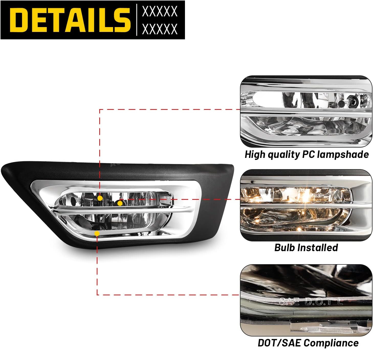 Fog Lights for Honda CRV 2002-2004 with 9006 12V51W Bulbs Fog Lamps Replacement Included Wiring Kits & Switch- 1 Pair (Clear Lens)