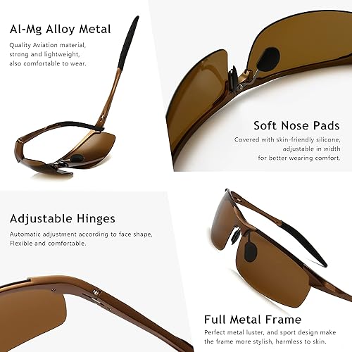 Miniatura 4 de SUNGAIT Gafas de sol polarizadas para hombre, para conducir, pesca, golf, marco metálico UV400
