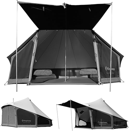 Miniatura 10 de KingCamp Glamping Canvas Tent for Camping Oversize Space Heavy Duty Waterproof White Large Canvas Bell Tent wStove Jack for Family Camping in All