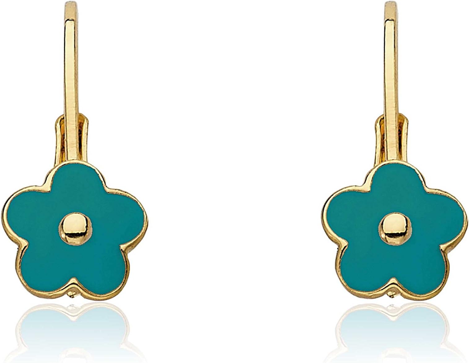 Kids Earrings - 14k Gold Plated Flower Leverback Earrings-Hypoallergenic and Nickel Free For Sensitive Ears