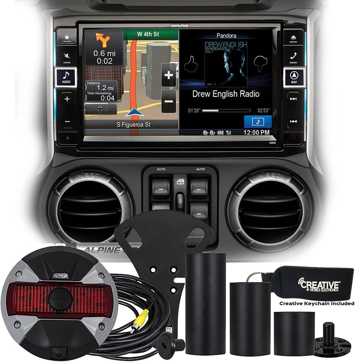 Alpine Restyle - X009-WRA 9" Multimedia System & HCE-TCAM1-WRA Spare Tire Rear View Camera