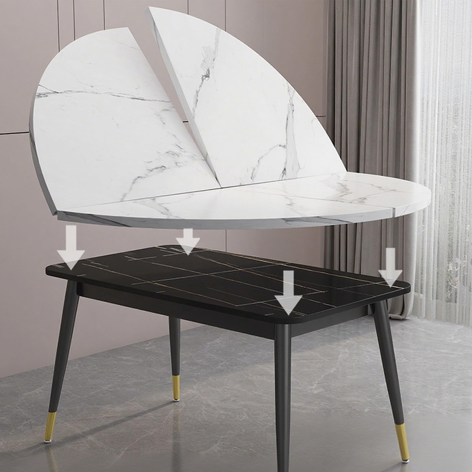 Extensor de mesa redonda, mesa plegable que ahorra espacio para catering y banquetes, diámetro ajustable de 47 a 86 pulgadas, capacidad para 10 a 20 personas