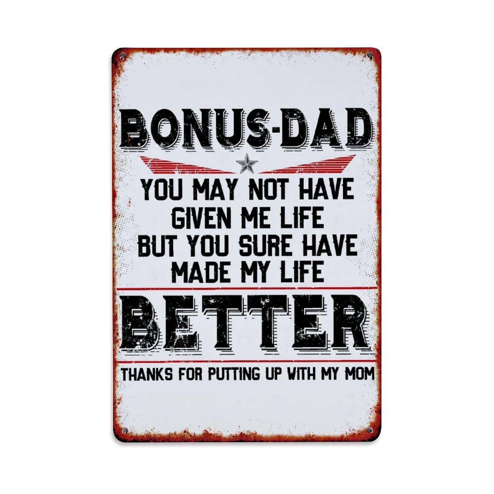 Bliveurn Vintage Bonus Dad Life Better Thanks Retro Metal Tin Sign, Metal Poster For Home, Gaming Room, Studio Workshop,Bar,Garage Wall Art Decor 8X12 Inch