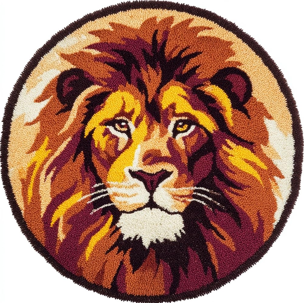 kitphoenix Latch Hook Rug Kit Wild Lion Head Brown