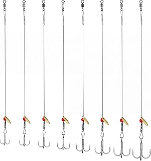 Soulchen 8 Pcs Ice Fishing Tip up Leader Rig Set with Size 1-8 Sharp