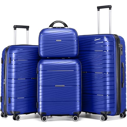 LARVENDER Luggage Sets, Luggage 4 Piece Set, Expandable Luggage Set Clearance Suitcases with Spinner Wheels Luggage with TSA Lock (Klein Blue)