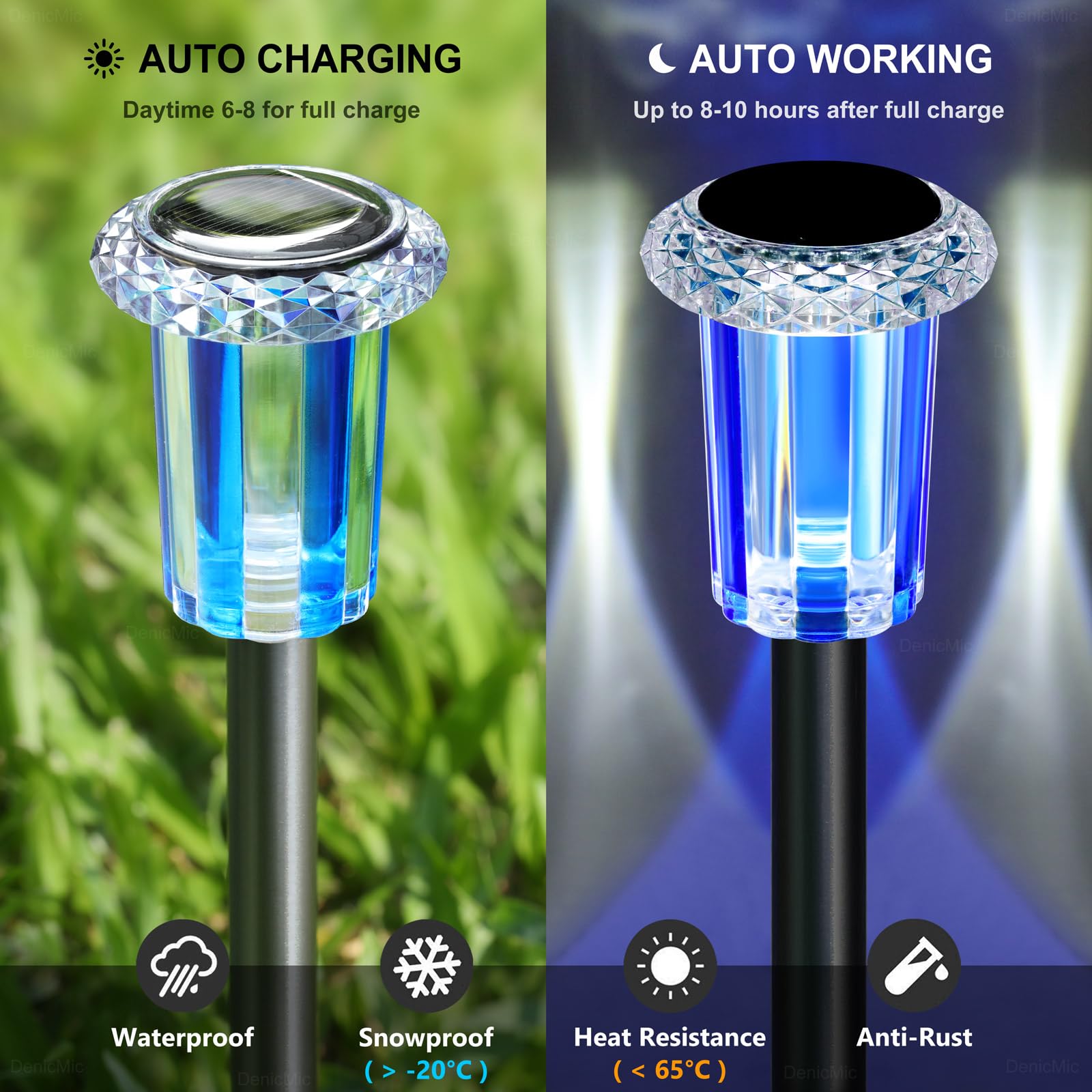 DenicMic Solar Christmas Lights Outdoor Waterproof 10 Pack Christmas Decor view 3
