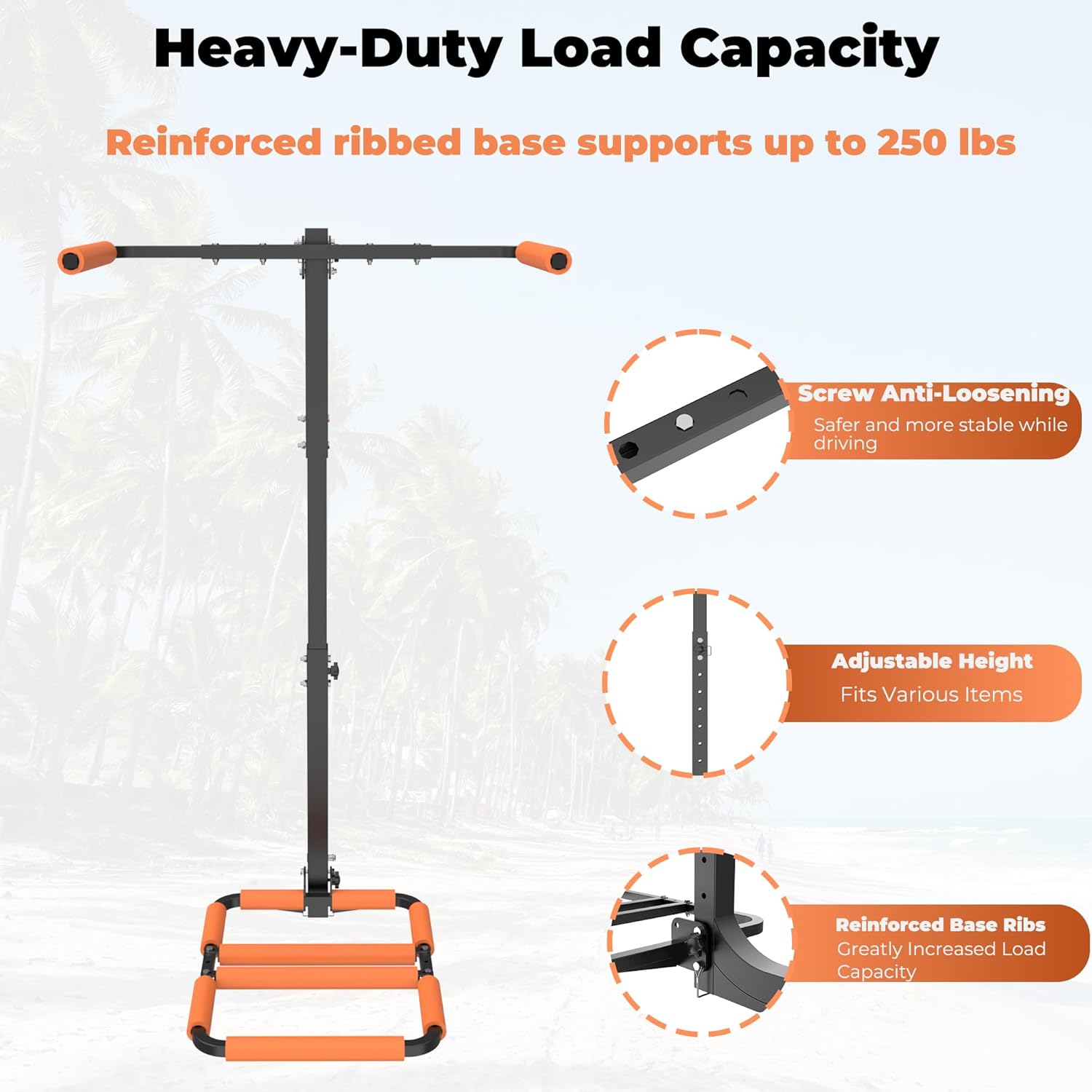 300LBS RV Kayak Rack for 2 Kayaks up to 12FT – Heavy Duty Vertical Hitch Mount Carrier with Reinforced Anti-Bend Base, Adjustable Height, Anti-Loosening Screws – Fits 2” Receiver for RV, Truck, SUV