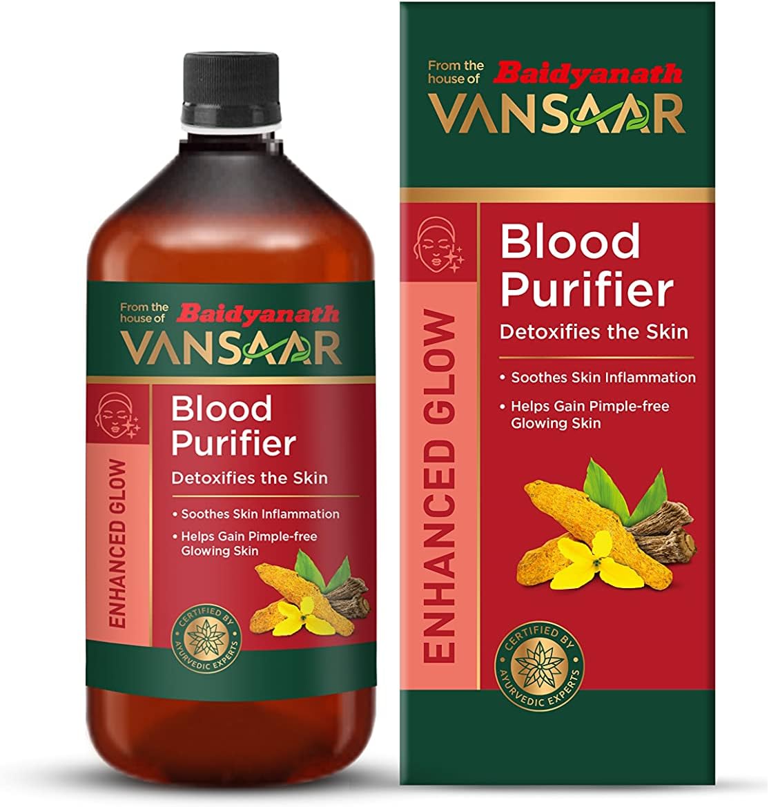 VANSAAR Baidyanath Blood Purifier - 450ml Syrup| Reduces Pimples and blemishes| Prevents Acne | 100% Safe, Ayurvedic Formula for Glowing Pimple free skin