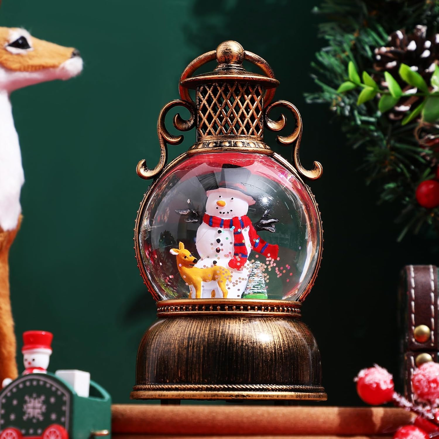 Ciieeo Christmas Snow Globe Lantern: Musical Snow Globe with Snowman - Festive Holiday Decoration for Home Decor and Gift Giving