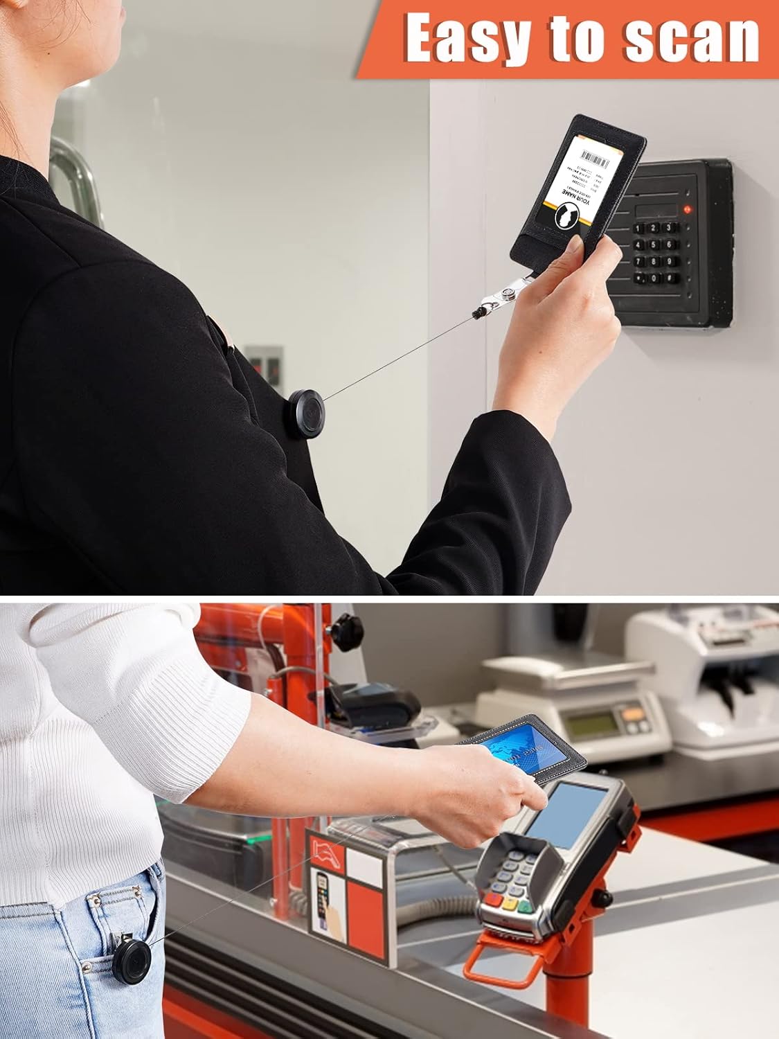 30 Pack Retractable Badge Reels with Swivel Clip - Bulk Heavy Duty Retractable Badge Holders, ID Card Name Tag Holder Clips for Teacher Student Worker Employee (Translucent Black) - Image 5