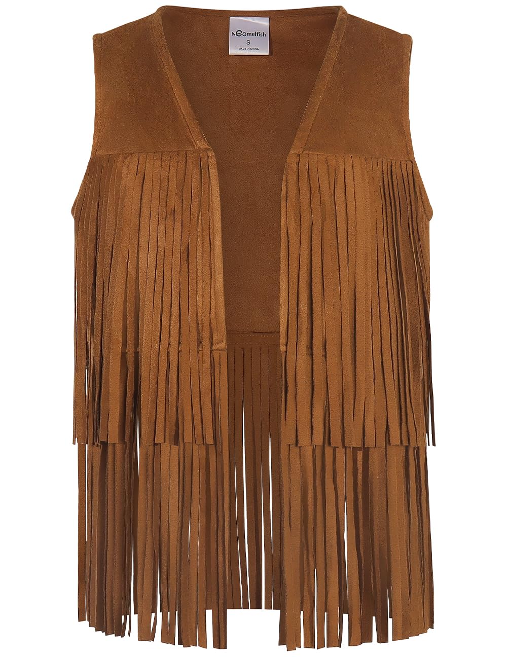 Noomelfish Girls Faux Suede Fringe Vest Sleeveless Boho Tassels Jacket Cardigan (5-12 Years)