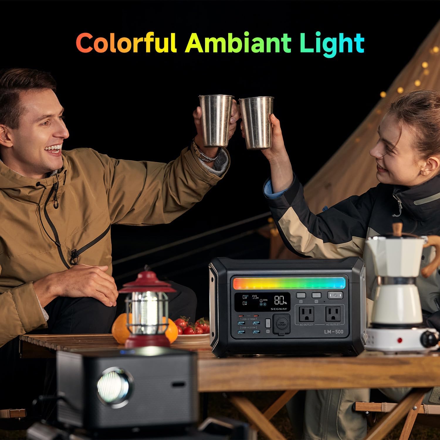 Segway Lumina 500 charging with a solar panel outdoors