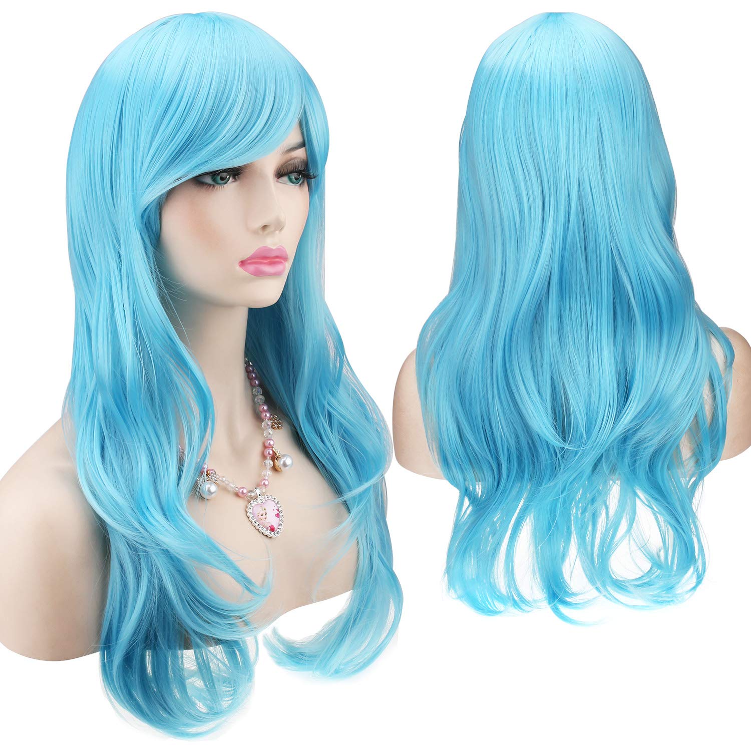 Akstore 28 inch Fashion Wigs Long Wavy Curly Hair Cosplay Wig & Wig Cap (Black)