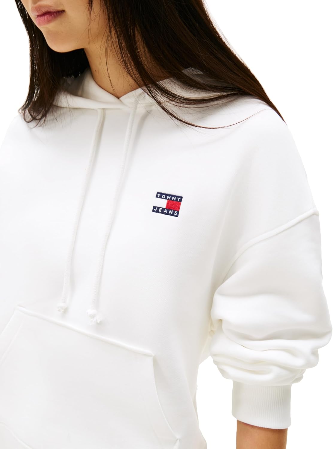 Tommy Jeans womens Medium Weight Pullover Hoodie With Embroidered Flag Logo - Image 2