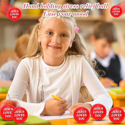 Miniatura 7 de 20 bolas de estrés de Jesús te ama juguetes rojos para aliviar el estrés recuerdos de fiesta de San Valentín bolas de espuma hinchables a granel