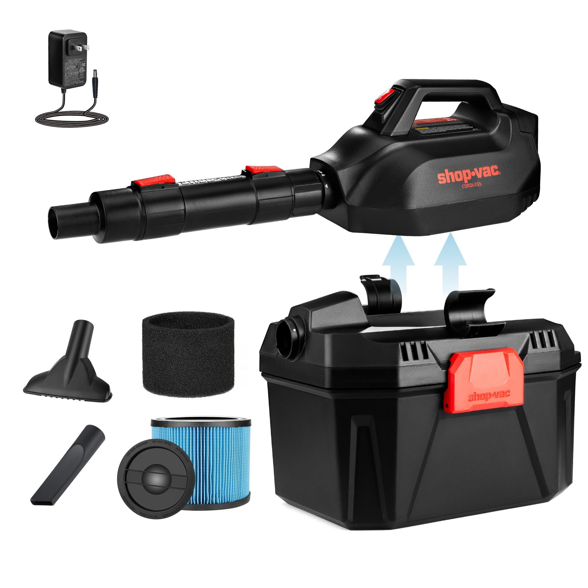 Aspirateur souffleur sans fil 20V polyvalent pour chantier, poussière et liquides