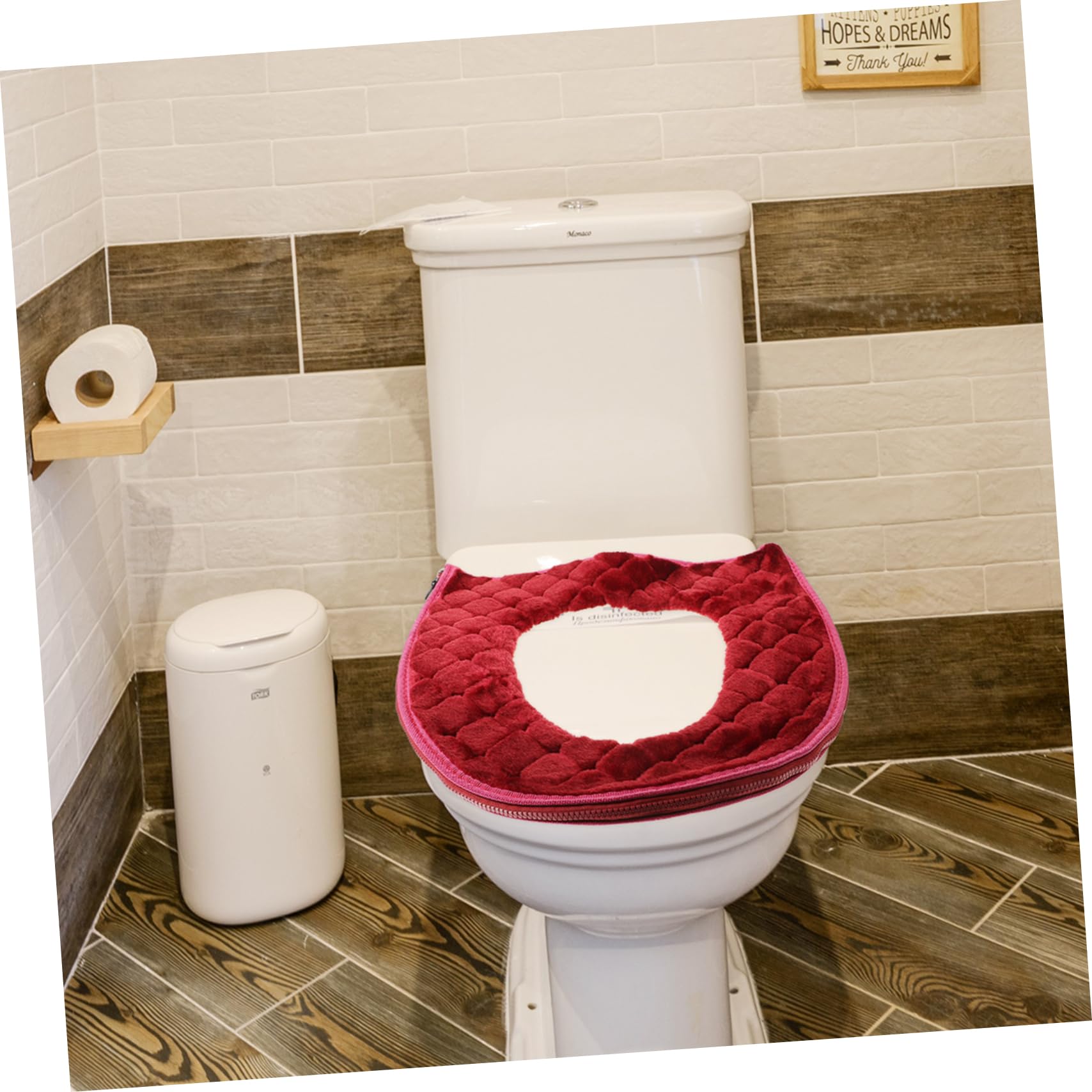 SHOWERORO 2 Pcs Toilet Seat Cover with Zipper Purple Washable Reusable Comfortable