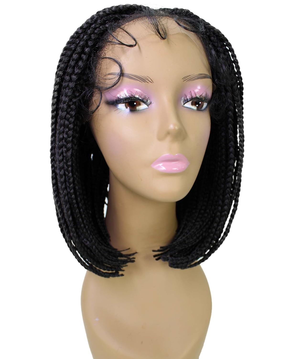 LUXLUXE Tiara Straight Braided 12 in Long 4X4 Hand Tied Lace Braid Braided Wig, Beauty Heat Resistant Fiber, 20+ Shades of Natural, Dip Dyed, & Blended Colors