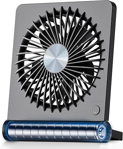 Koonie - Ventilador de escritorio portátil, pequeño ventilador USB con batería de 3.5-20 horas, ultra silencioso con inclinación plegable de 220,